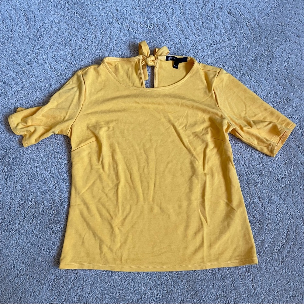 worn gibson mustard yellow cropped top